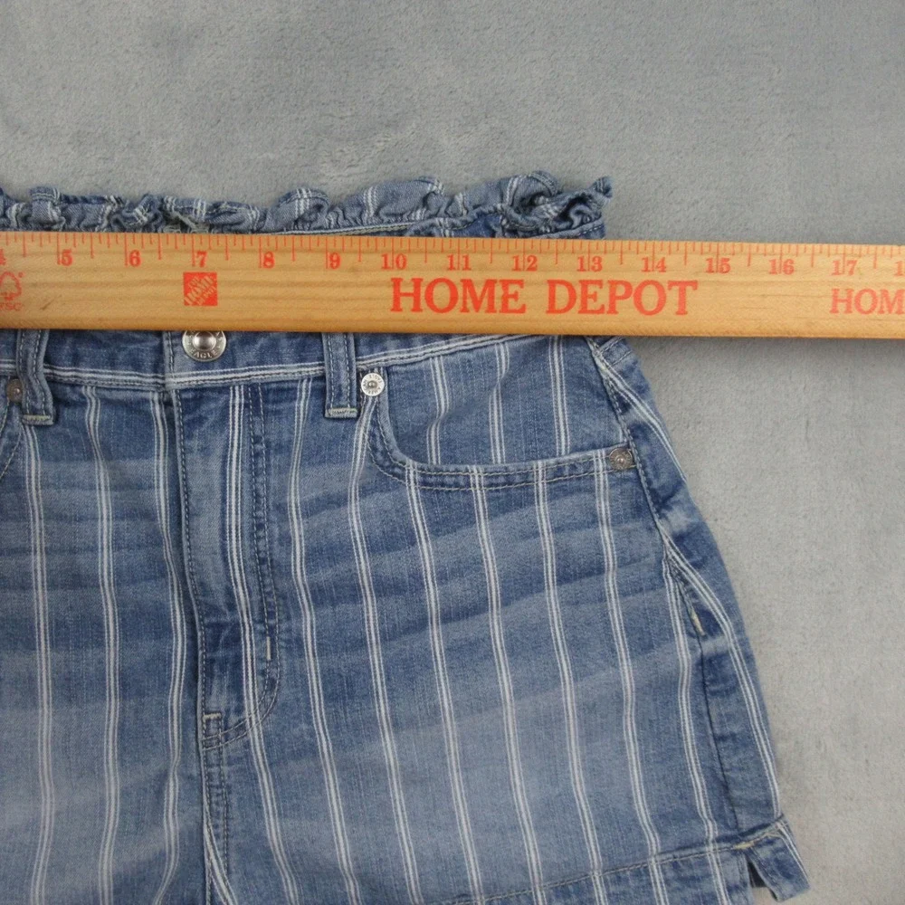 American Eagle Highest Rise Mom Short Womens 2 Blue White Striped Paperbag Waist